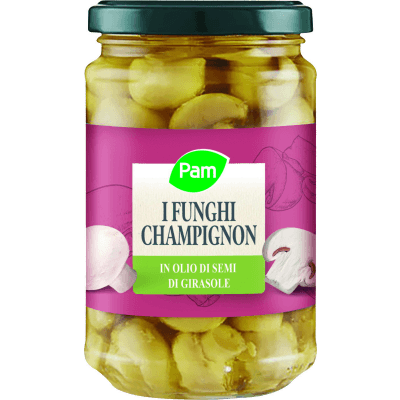 Funghi champignon interi in olio di semi di girasole