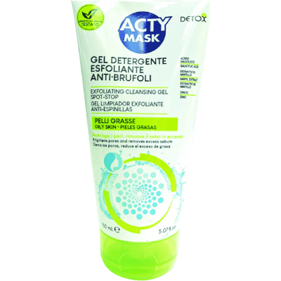 Gel detergente esfoliante antibrufoli acty mask 150 ml