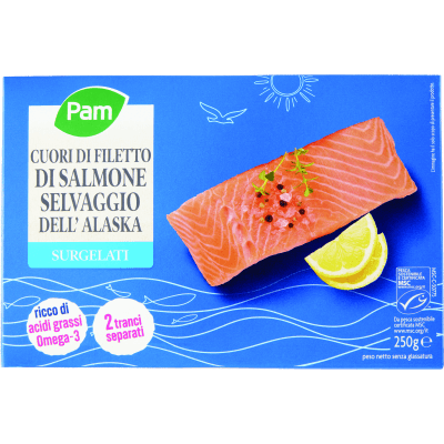 PAM Cuori di Filetto di Salmone Selvaggio dell'Alaska Surgelati 250 g