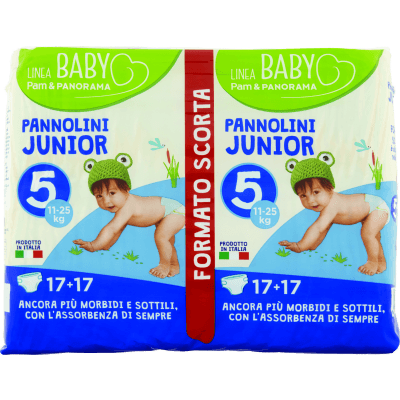 PAM PANORAMA Linea Baby Pannolini Junior Taglia 5 11-25kg 17+17 pz