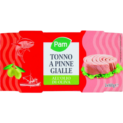 PAM Tonno a Pinne Gialle all'Olio di Oliva 2 x 160 g