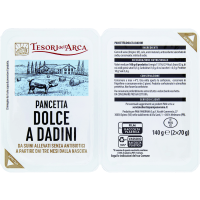 TESORI DELL'ARCA Pancetta Dolce a Dadini 2 x 70 g