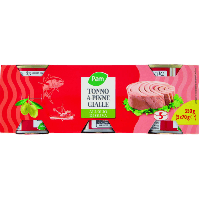 PAM Tonno a Pinne Gialle all'Olio di Oliva 5 x 70 g