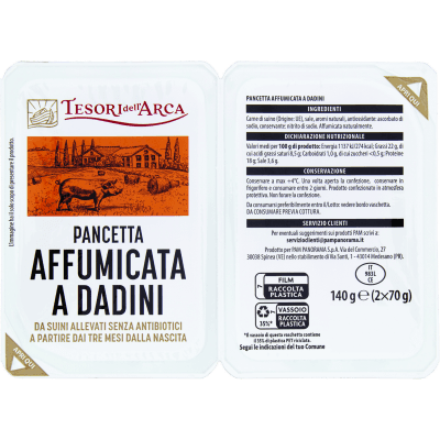 TESORI DELL'ARCA Pancetta Affumicata a Dadini 2 x 70 g