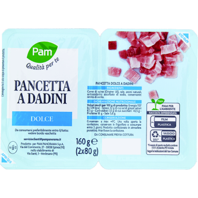 PAM Qualità per te Pancetta a Dadini Dolce 2 x 80 g