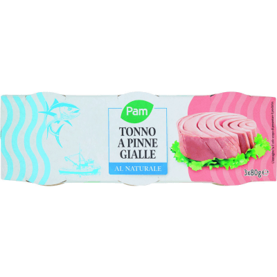 PAM Tonno a Pinne Gialle al Naturale 3 x 80 g