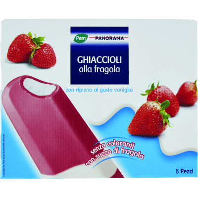 PAM PANORAMA Ghiaccioli alla fragola con ripieno al gusto vaniglia 300g (50g x 6)