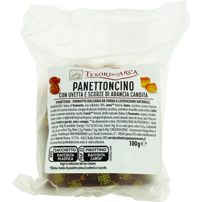 TESORI DELL'ARCA Panettoncino con Uvetta e Scorze di Arancia Candita 100 g