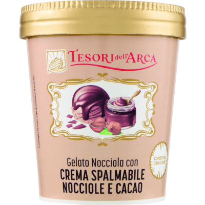 TESORI DELL'ARCA Gelato Nocciola con Crema Spalmabile Nocciole e Cacao 230 g