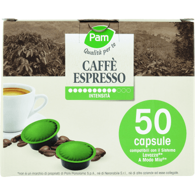 PAM Qualità per te Caffè Espresso 50 capsule compatibili Lavazza* A Modo Mio* 350 g (50x7g)