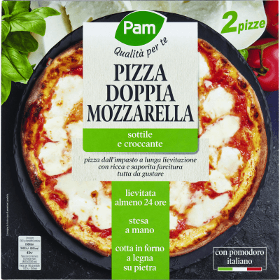 PAM PANORAMA 2 Pizze Doppia Mozzarella surgelate 700g (350g x 2)