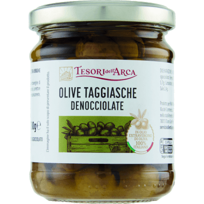Olive taggiasche denocciolate in olio ex.verg.oliva 100% italiano