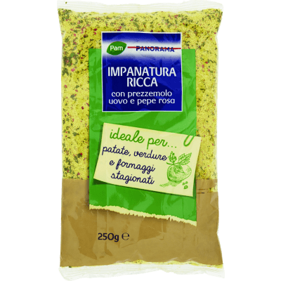 Impanatura ricca con prezzemolo uovo e pepe rosa