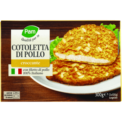 PAM Qualità per te Cotoletta di Pollo croccante surgelate 3 x 100 g