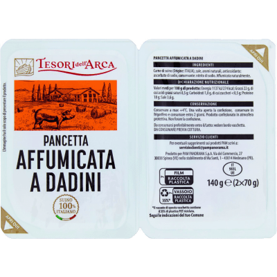 TESORI DELL'ARCA Pancetta Affumicata a Dadini 2 x 70 g