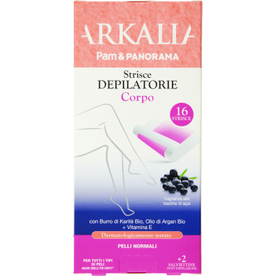 ARKALIA Strisce Depilatorie Corpo Pelli Normali 16 pz + 2 Salviettine Post Depilazione
