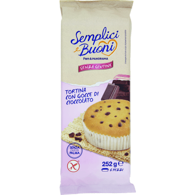 SEMPLICI E BUONI Senza Glutine Tortina con Gocce di Cioccolato 252g (42g x 6)