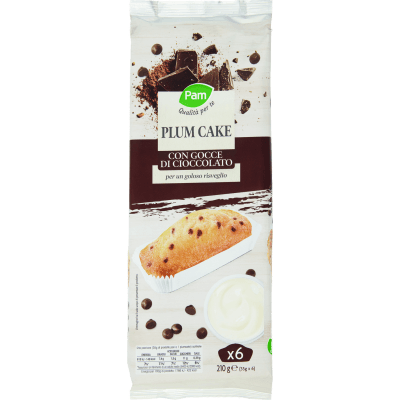 PAM Qualità per te Plum Cake con Gocce di Cioccolato 6 x 35 g