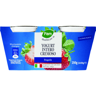 PAM Qualità per te Yogurt Intero Cremoso fragola 2 x 125 g
