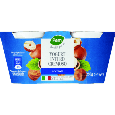 PAM PANORAMA Yogurt intero Cremoso alla Nocciola 250g (125g x 2)