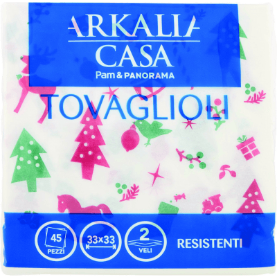 ARKALIA CASA Tovaglioli Decoro Natale 33x33 2 Veli 45 pz