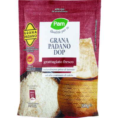 PAM Qualità per te Grana Padano DOP grattugiato fresco 200 g