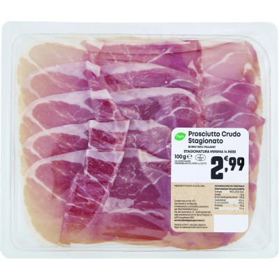 PAM Prosciutto Crudo Stagionato Stagionatura Minima 14 Mesi 100 g