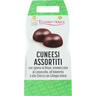 TESORI DELL'ARCA Cuneesi Assortiti con ripieno al Rhum, Limoncello, Amaretto e Cherry 230 g
