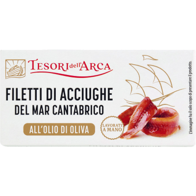 TESORI DELL'ARCA Filetti di Acciughe del Mar Cantabrico all'Olio di Oliva 46 g
