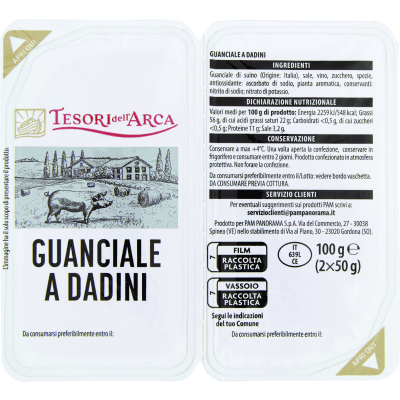 TESORI DELL'ARCA Guanciale a Dadini 2 x 50 g