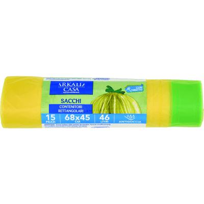 ARKALIA CASA Sacchi Contenitori Rettangolari con Tiretto 68x65 cm 46 Litri Antigoccia 15 pz