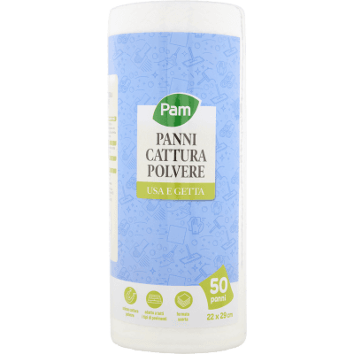 PAM Panni Cattura Polvere Usa e Getta 22 x 29 cm 50 pz