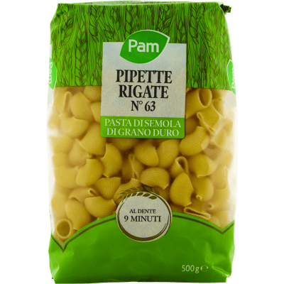 PAM Pipette Rigate N° 63 Pasta di Semola di Grano Duro 500 g