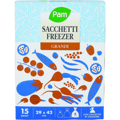 PAM PANORAMA Sacchetti Freezer 29x42 cm 15 pz