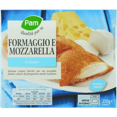 PAM Qualità per te Formaggio e Mozzarella 4 crepes surgelate 4 x 62,5 g