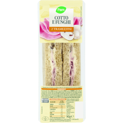 PAM Cotto e Funghi 2 Tramezzini 140 g