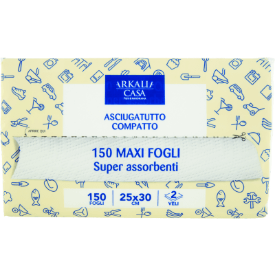 ARKALIA CASA Asciugatutto Compatto 2 Veli Maxi Fogli 150 pz