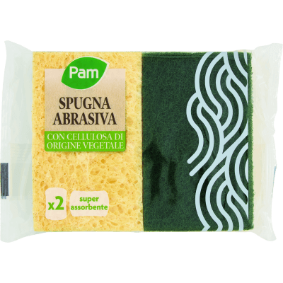 PAM Spugna Abrasiva con Cellulosa di Origine Vegetale 2 pz