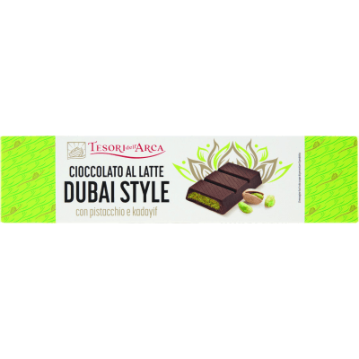 TESORI DELL'ARCA Cioccolato al Latte Dubai Style con pistacchio e kadayif 145 g
