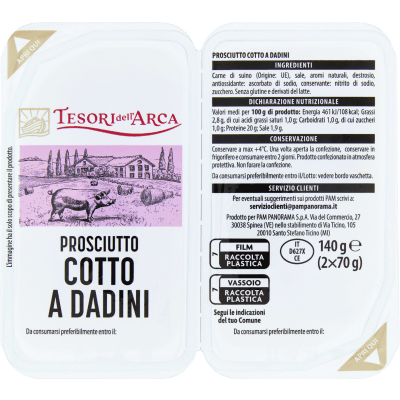 TESORI DELL'ARCA Prosciutto Cotto a Dadini 2 x 70 g