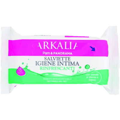 ARKALIA Salviette Igiene Intima Rinfrescanti con estratti di Menta e Salvia 15 pz