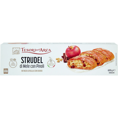 TESORI DELL'ARCA Strudel di Mele con Pinoli in Pasta Sfoglia con Burro Surgelato 600 g