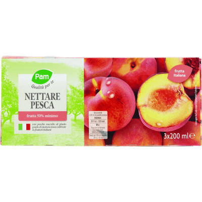 PAM PANORAMA Succo e Polpa di Pesca 600 ml (200ml x 3)