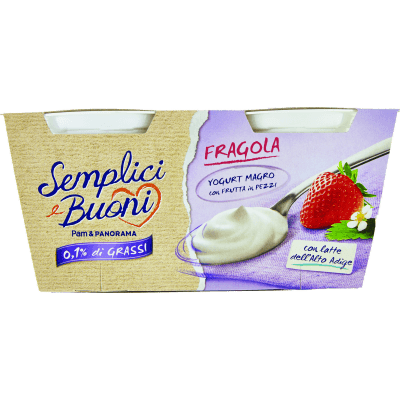 SEMPLICI E BUONI 0,1% di Grassi Fragola Yogurt Magro con Frutta in Pezzi 250g (2x125g)