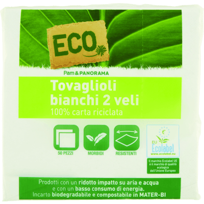 ECO Tovaglioli bianchi 2 veli 50 pz