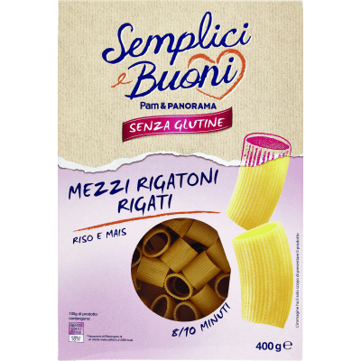 SEMPLICI E BUONI Senza Glutine Mezzi Rigatoni Rigati Riso e Mais 400 g