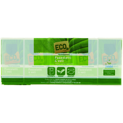ECO Fazzoletti 100% carta riciclata 4 veli 10 pacchetti