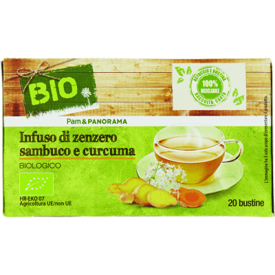 BIO Infuso di zenzero sambuco e curcuma 20 x 1,85 g