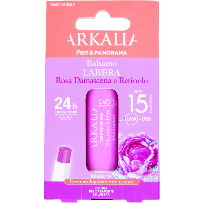 ARKALIA Balsamo Labbra Rosa Damascena e Retinolo SPF 15 UVA Idratante 5,7 ml