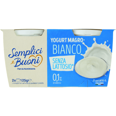 SEMPLICI E BUONI Senza Lattosio Yogurt Magro Bianco 2 x 125 g